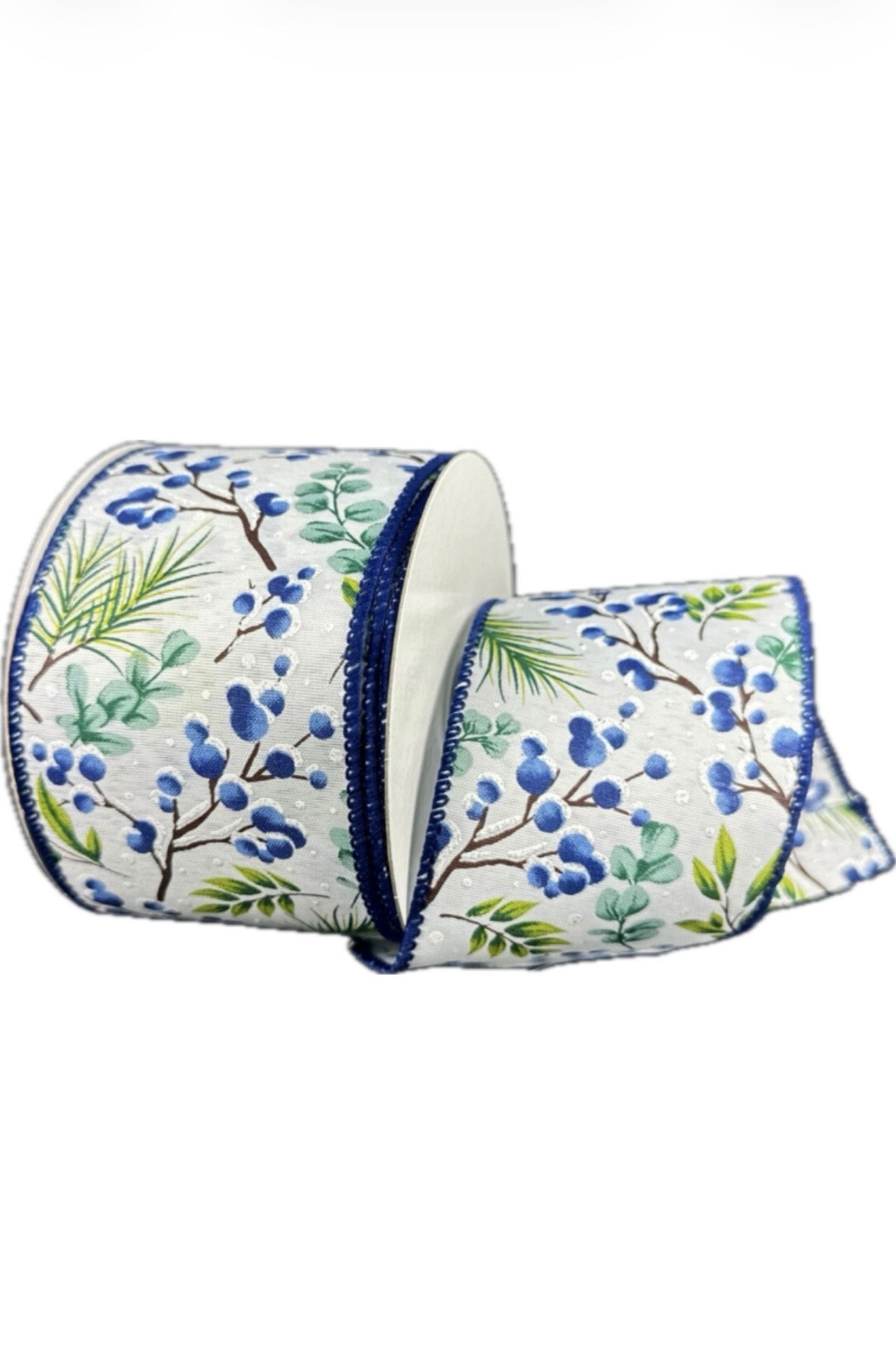 Wired Pine Berries Ribbon- 2.5”x10 Yards