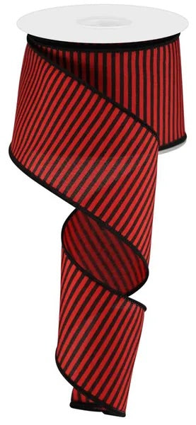 Wired Red and Black Stripe Ribbon - Falcons Inspired Ribbon-2.5” x 10 Yards