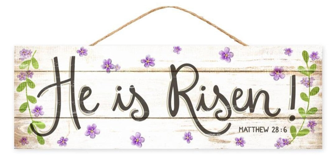 15.5”x5” He is Risen Wreath Sign