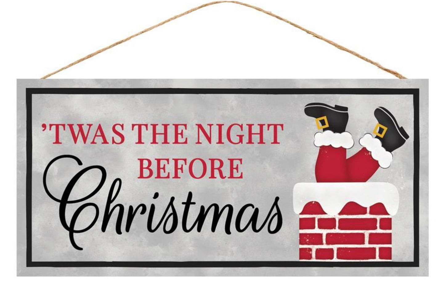 12.5”x6” ‘Twas the Night Before Christmas Santa Wreath Sign