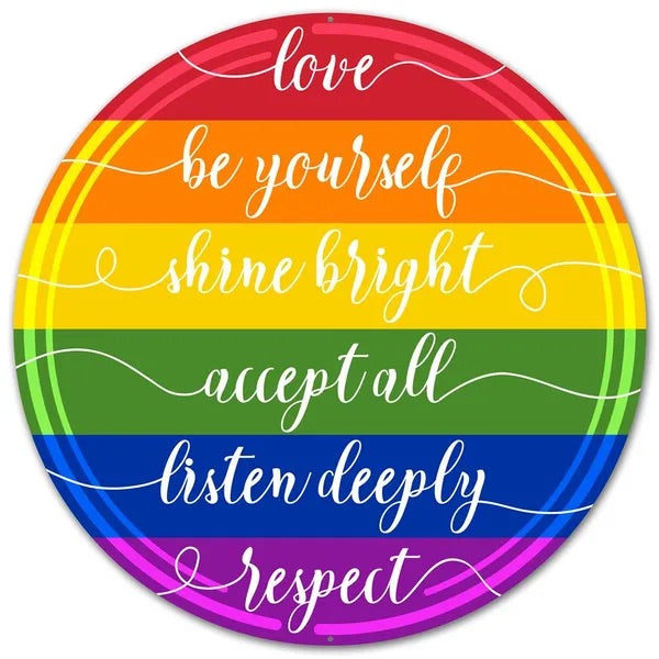 12” Round Love and Acceptance Wreath Sign