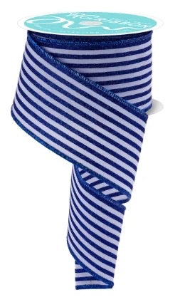 Wired Blue and White Vertical Stripes Ribbon- 2.5”x 10 Yards