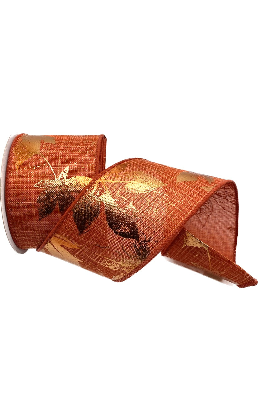 Wired Fall Leaves Ribbon- 2.5”x10 Yards