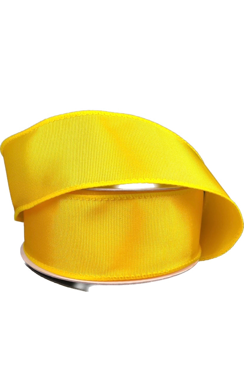 Wired Yellow Ribbed Satin Ribbon-1.5”x10 Yards