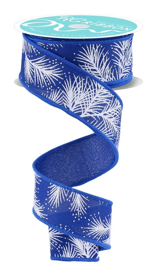 Wired Blue Glitter Pine Ribbon- 1.5”x10 Yards