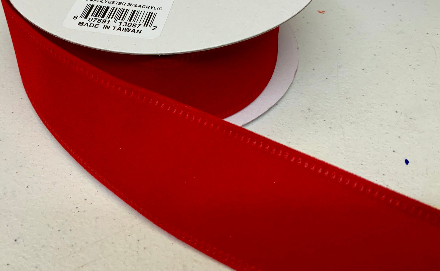 Wired Berry Red Velvet Ribbon- 1.5”x10 Yards