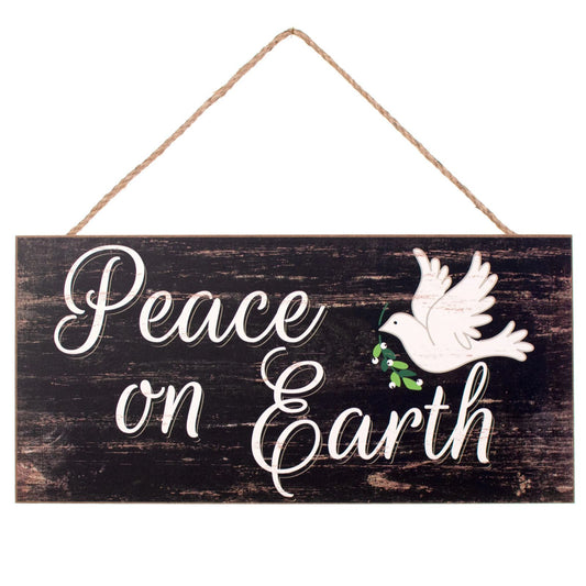 12.5”x6” Peace On Earth Wreath Sign