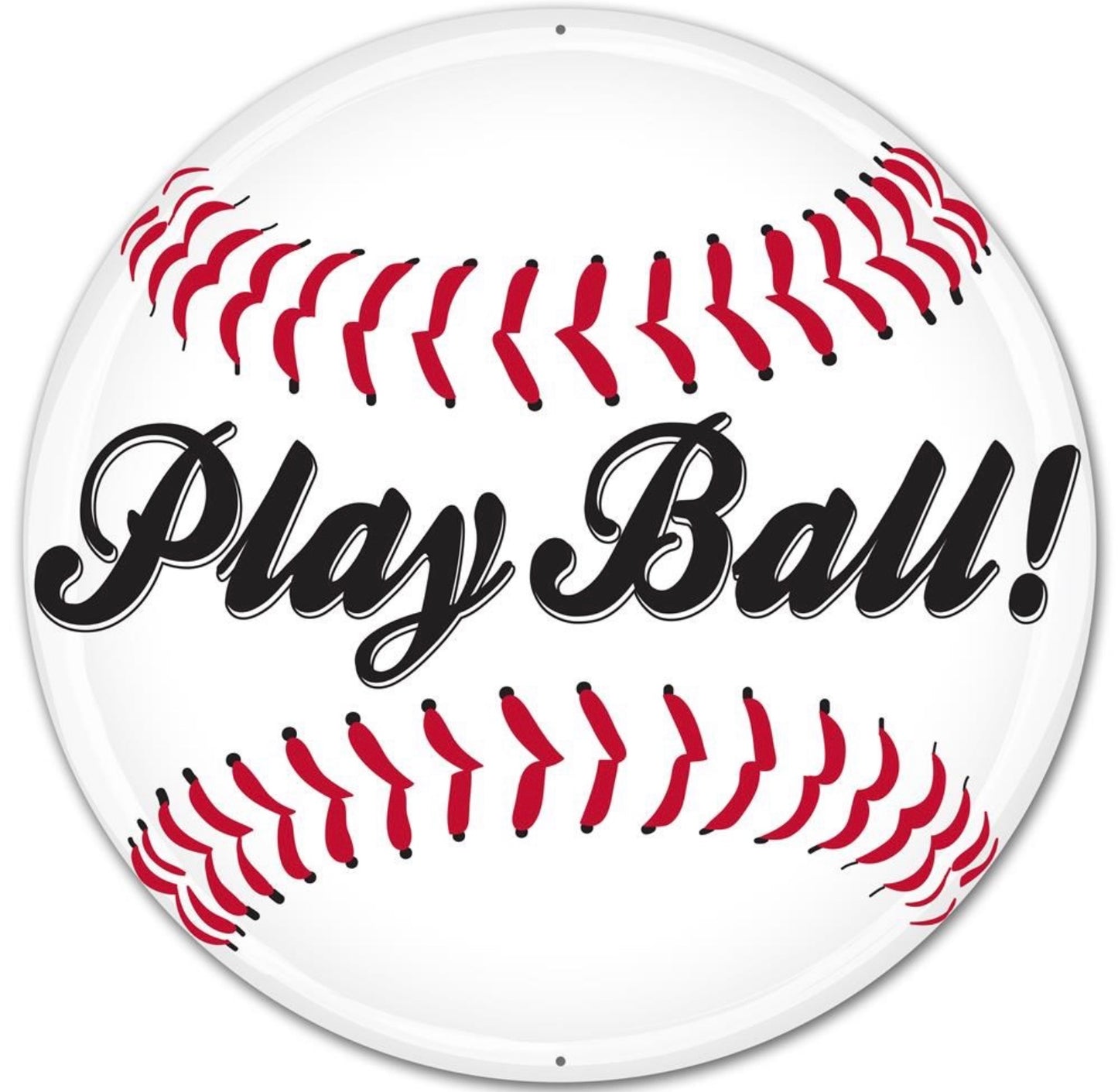 12” Round Metal Baseball Wreath Sign