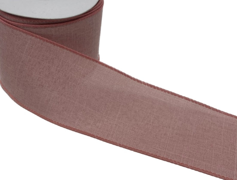 10 Yards - 2.5" Wired Light Pink Linen Ribbon