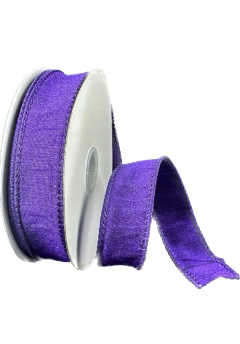 Wired Purple Faux Dupioni Ribbon- 7/8”x10 Yards
