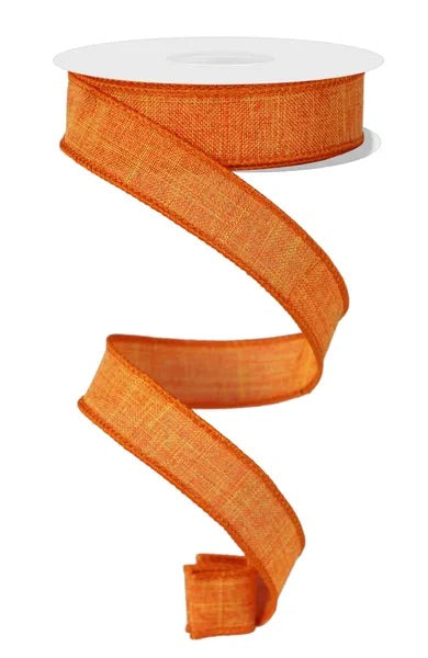 Wired Orange Royal Burlap Linen Ribbon-7/8”x10 Yards