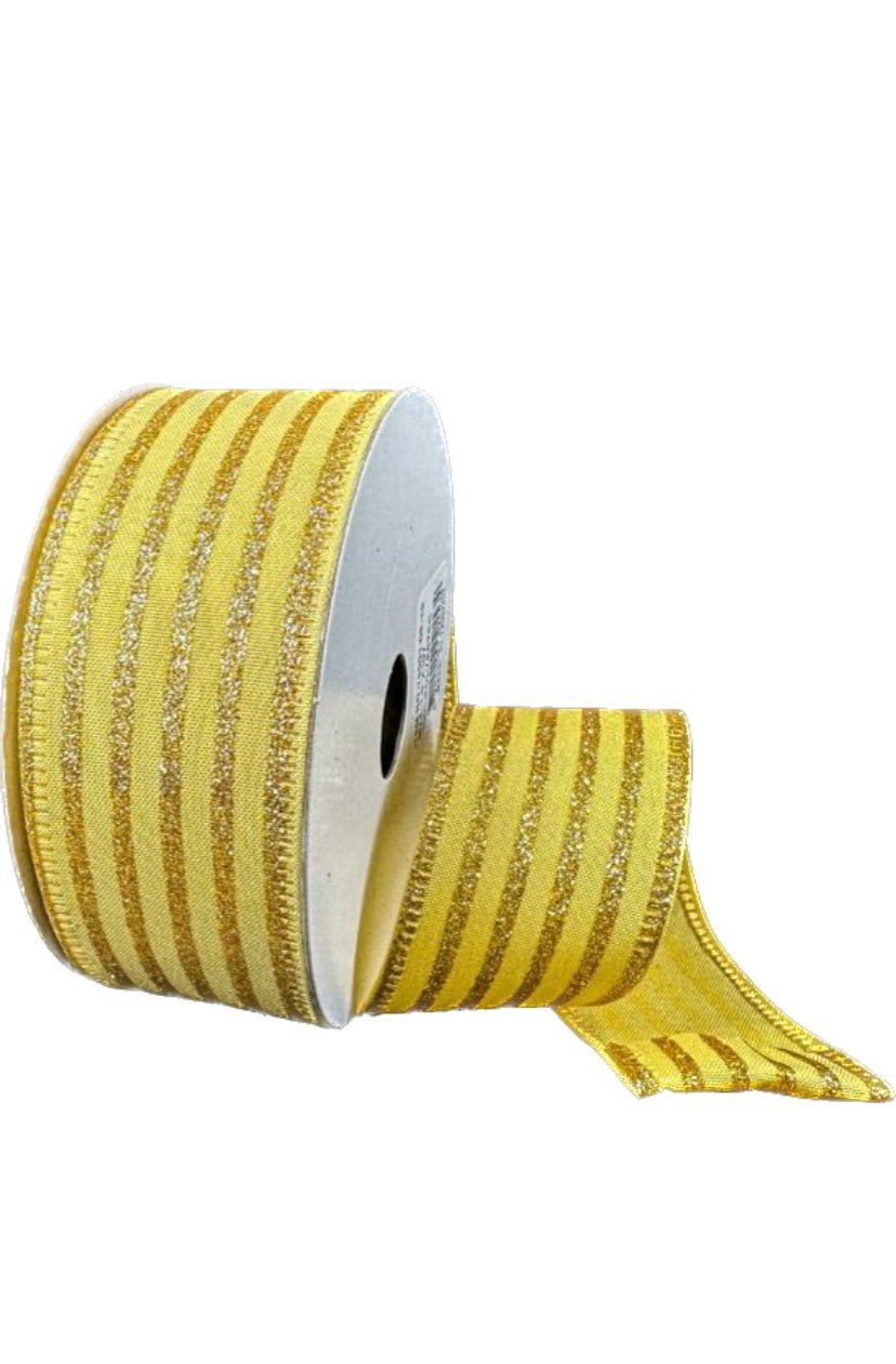 Wired Gold Ponche Glitter Cabana Strip Ribbon-1.5”x10 Yards