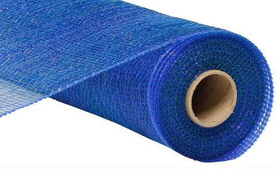 10 inch x 10 Yards Peacock Blue with Royal Blue Foil Metallic  Mesh