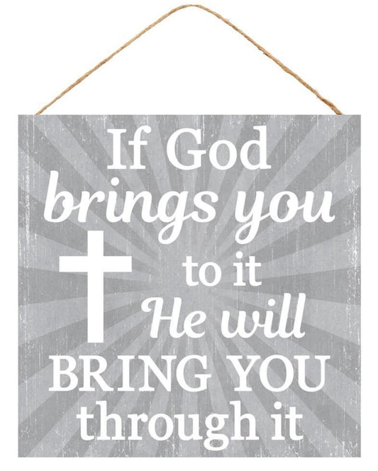 10” Square God Brings You To It Religious Wreath Sign