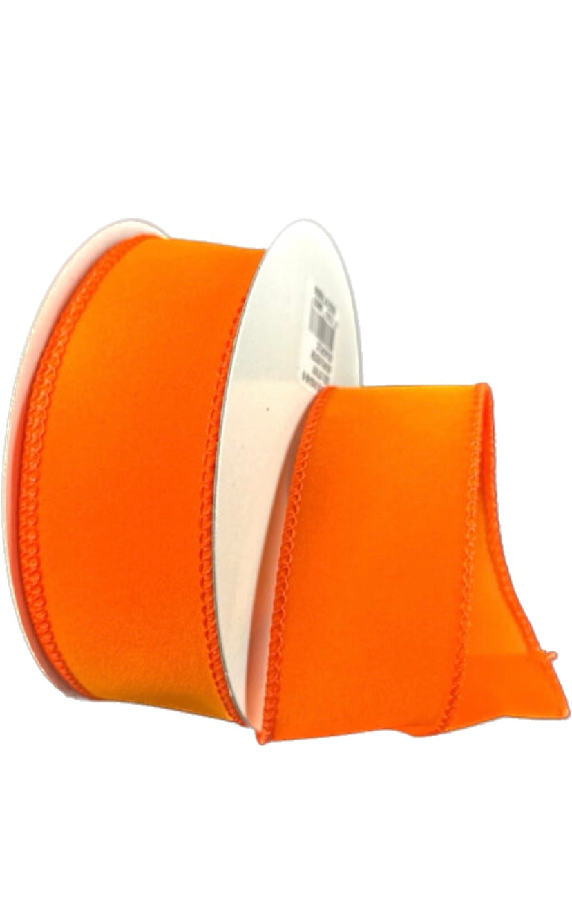 Wired Orange Flat Velvet Ribbon- 1.5”x10 Yards