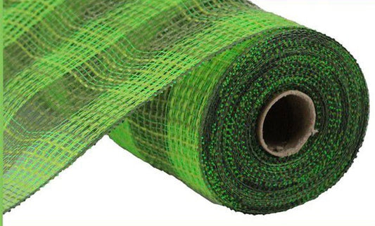 10.5 inch x 10 Yards Fresh Green and Moss Check Fabric Mesh