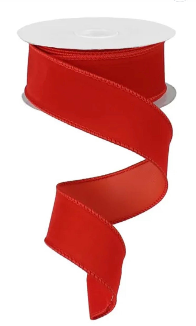 Wired Red Outdoor Velvet Ribbon-1.5”x50 Yards