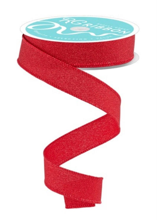 Wired Red Glitter Ribbon- 7/8”x10 Yards