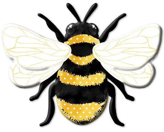 Round Metal Embossed Bee Wreath Sign- 12”x9.25”