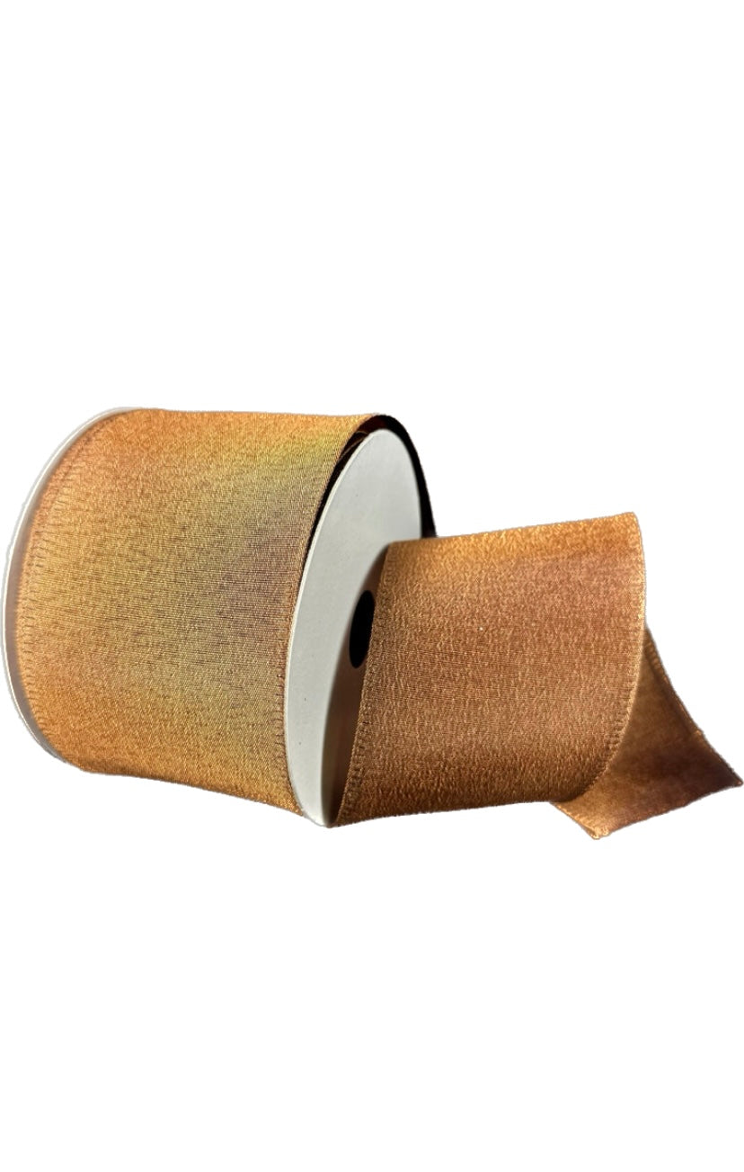 Wired Brown Satin Ribbon- 2.5”x10 Yards