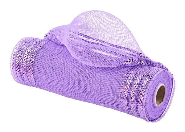 Lavender with Lavender Foil Metallic Mesh- 10 inch x 10 Yards