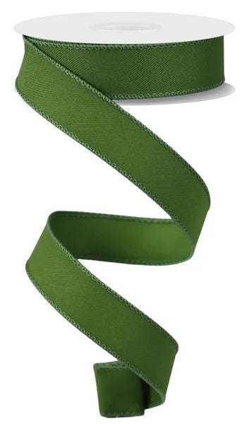 Wired Moss Green Diagonal Weave Ribbon-7/8”x10 Yards