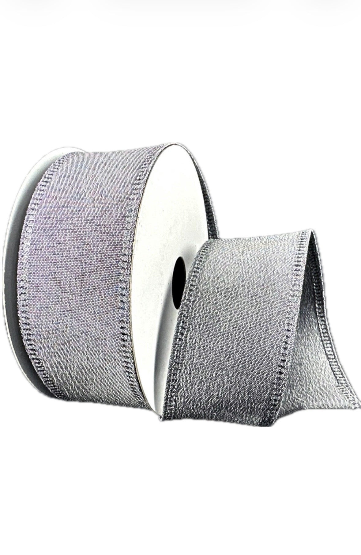 Wired Grey Metallic Sheen Satin Ribbon- 1.5”x10 Yards