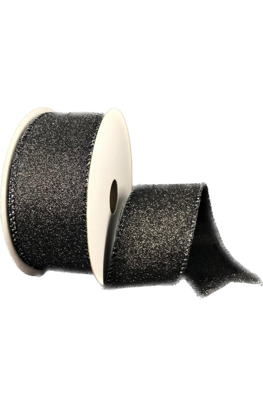 Wired Black Glitter Ribbon- 1.5”x10 Yards