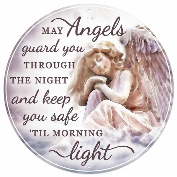 12” Round Angel Protection Wreath Sign