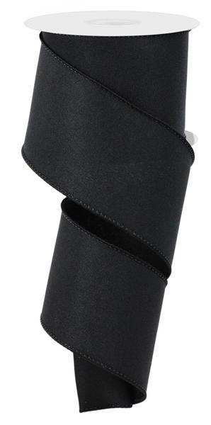 Black Ribbon Insert 10 Yards- 2.5” Wired Black Ribbon – foxwreathsupplies