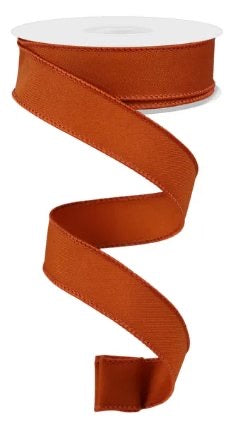 Wired Solid Autumn Orange Diagonal Weave Ribbon-7/8”x10 Yards