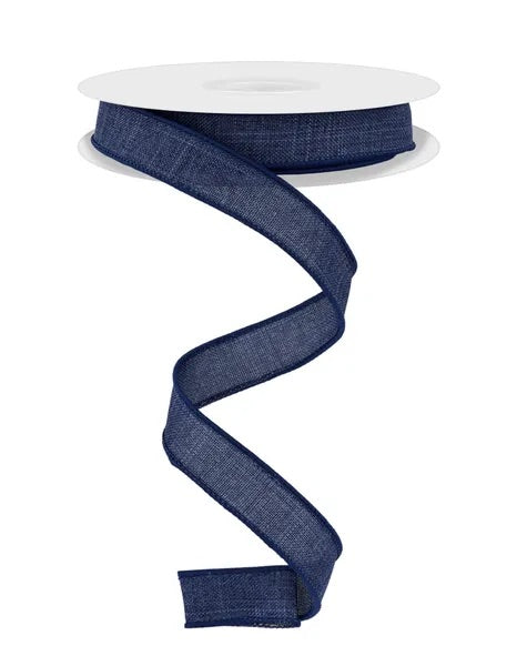 Wired Navy Blue Royal Burlap Ribbon- 5/8”x10 Yards
