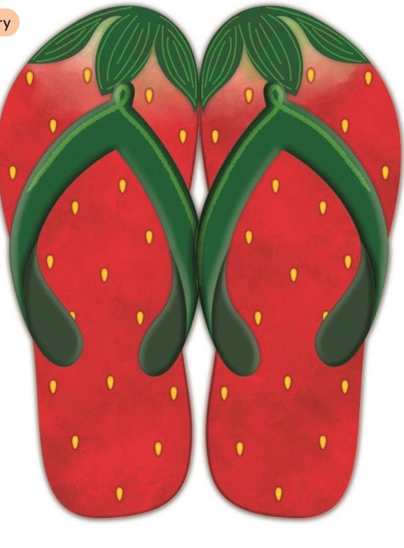 12.75"x10" Embossed Metal Summer Strawberry  Wreath Sign