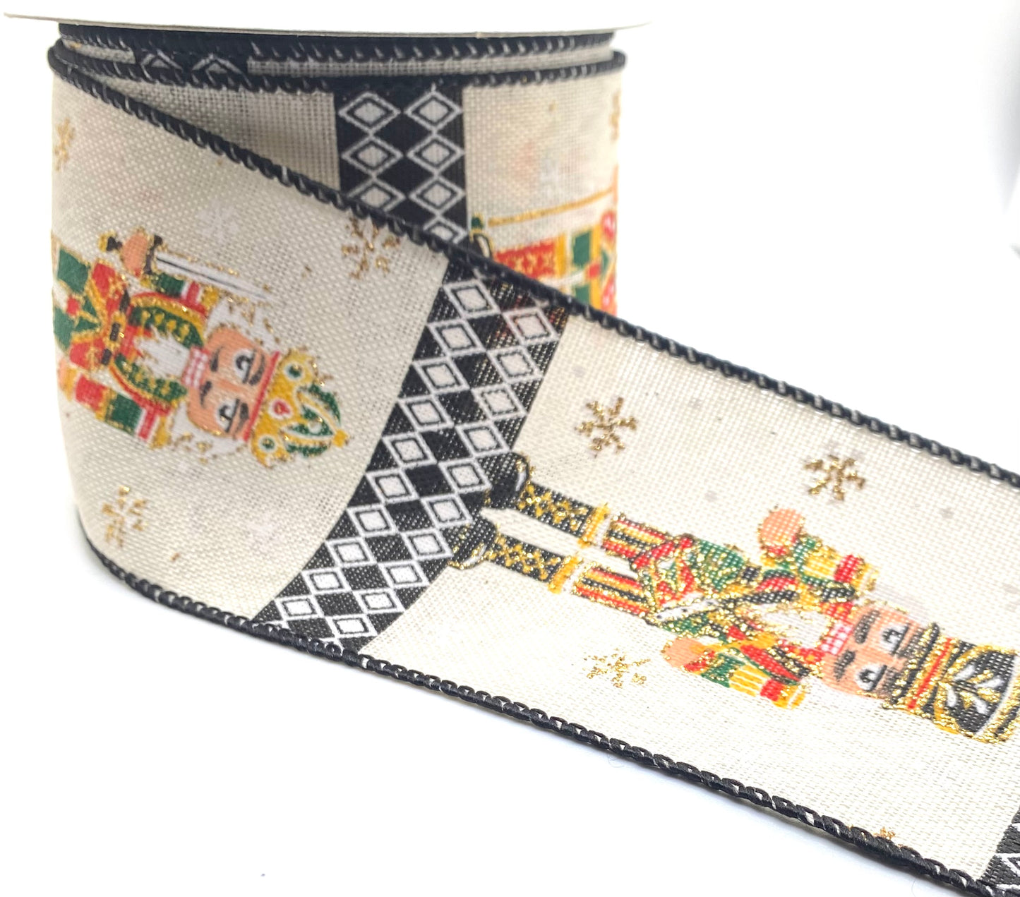 10 Yards - 2.5” Wired Light Linen Nutcracker Ribbon