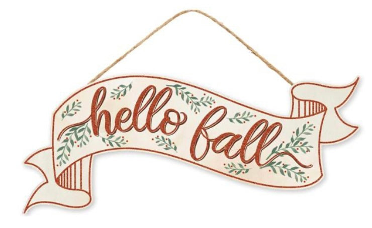 15”x6.25” Glitter Hello Fall Banner Sign