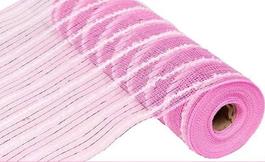 Pink with White Stripe Snowdrift Mesh- 10.5”x10 Yards