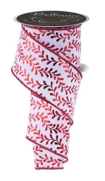 Wired Foil Leaf Swirl Ribbon- 2.5”x10 Yards