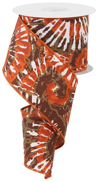 Wired Multi Color Tie Dye Ribbon- 2.5”x10 Yards