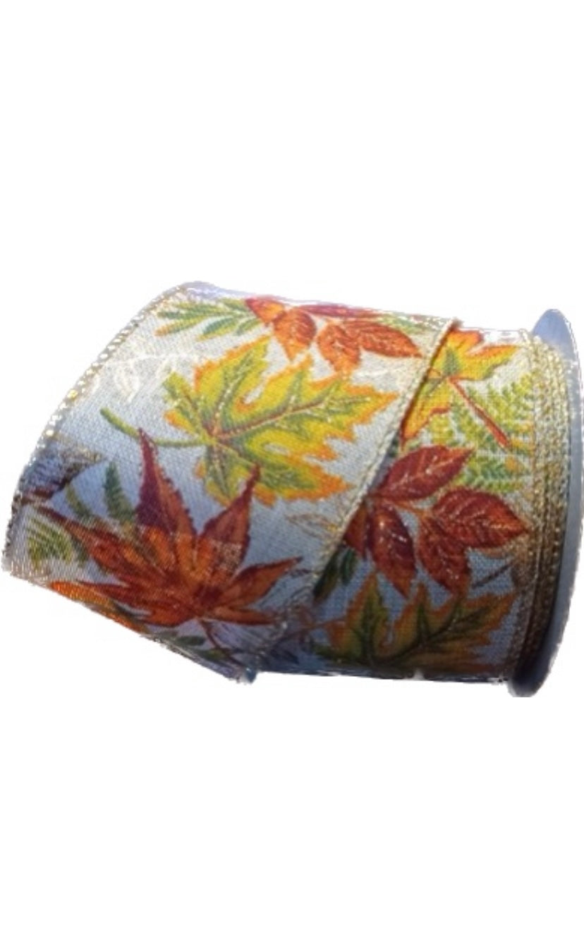 Wired Fall Leaves Ribbon-2.5”x10 Yards