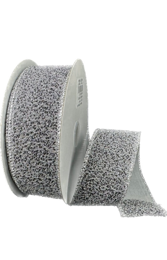 Wired Silver Fuzzy Metallic Ribbon- 1.5”x10 Yards