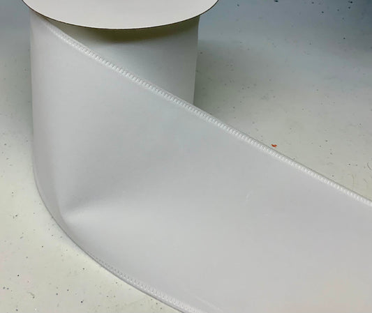 Wired White Velvet Ribbon-4”x10 Yards