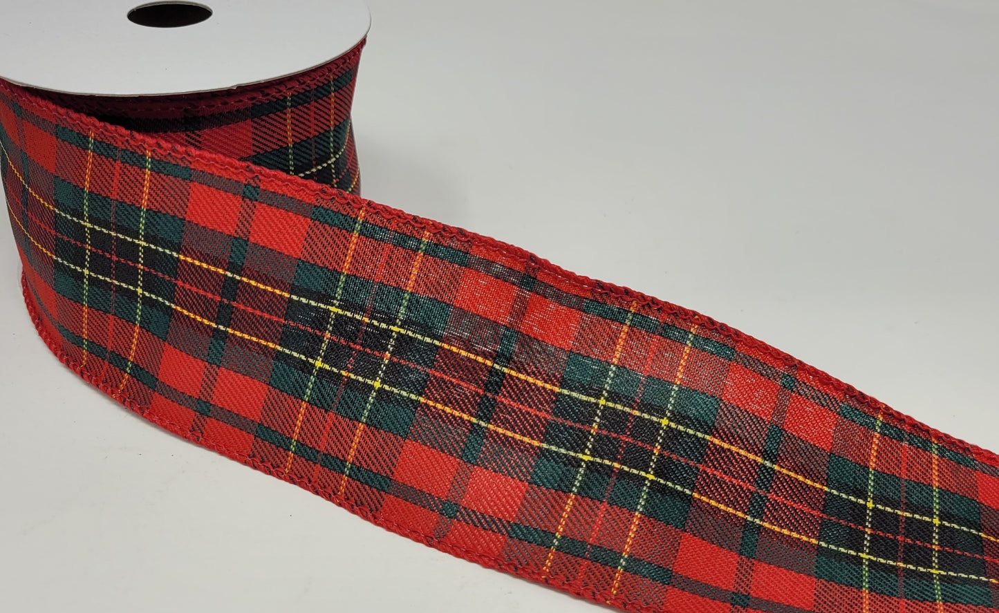 10 Yards - 2.5” Wired Christmas Check Ribbon