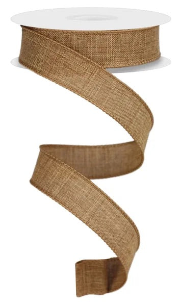 Wired Tan Royal Burlap Linen Ribbon-7/8”x10 Yards