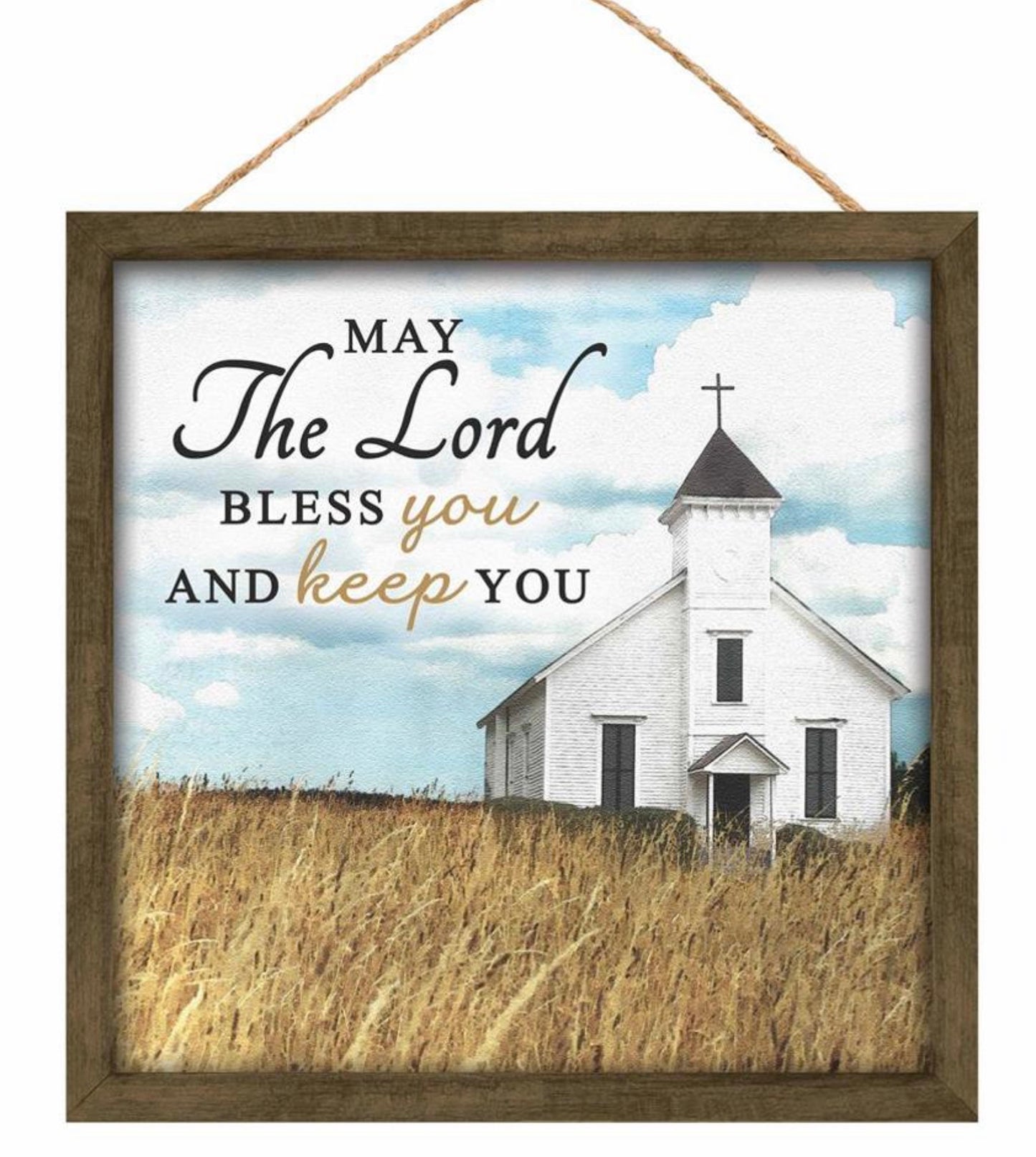 10” Square May the Lord Bless You Religious Wreath Sign