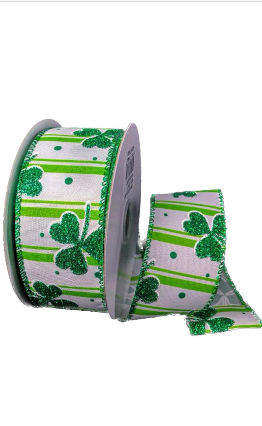 Wired Clovers St Patrick's Day Ribbon-1.5”x 10 Yards