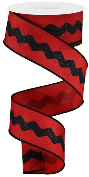 Wired Red and Black Ric Rac Ribbon-1.5”x10 Yards – foxwreathsupplies