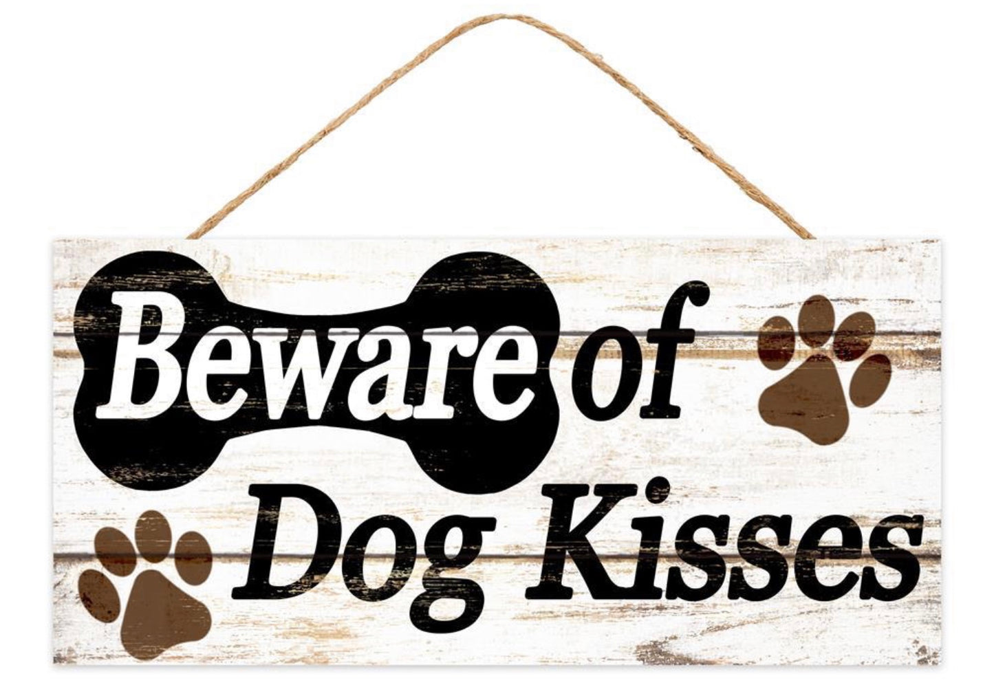 12.5”x6” Beware of Dog Kisses Wreath Sign