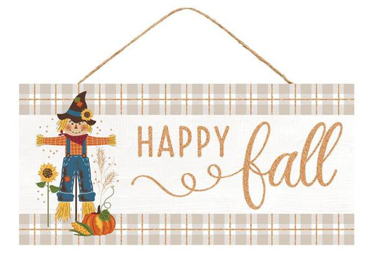 12.5"x6" Happy Fall Scarecrow Sign