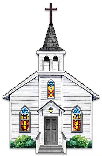 14"H x 9"L Metal/Embossed Church Wreath Sign