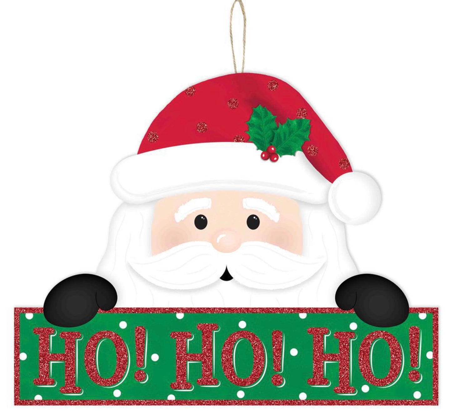 12.75”x10” Ho! Ho! Ho! Santa Wreath Sign with Glitter Accent